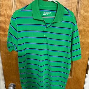 Nike Men's Polo Shirt in Green and Blue Stripes